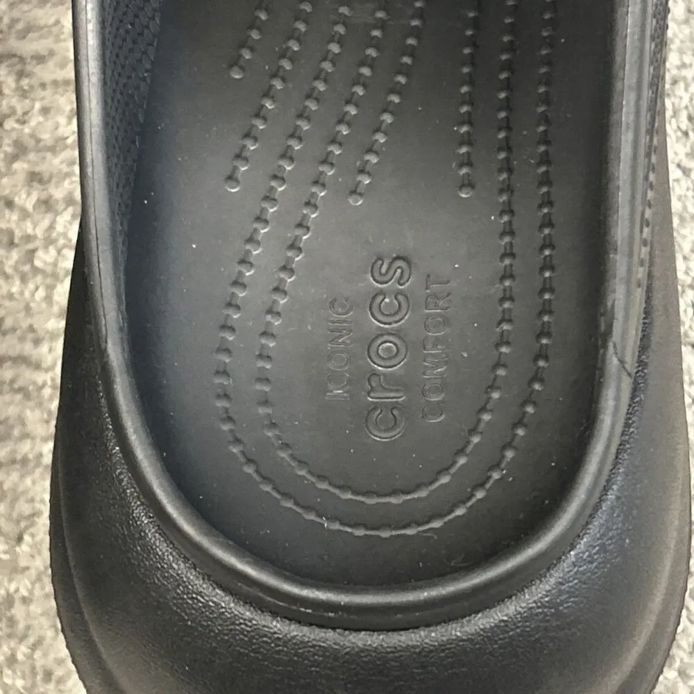 Crocs Classic Crush Slide Mens 11 Black Unisex Platform Beach Summer Sandals